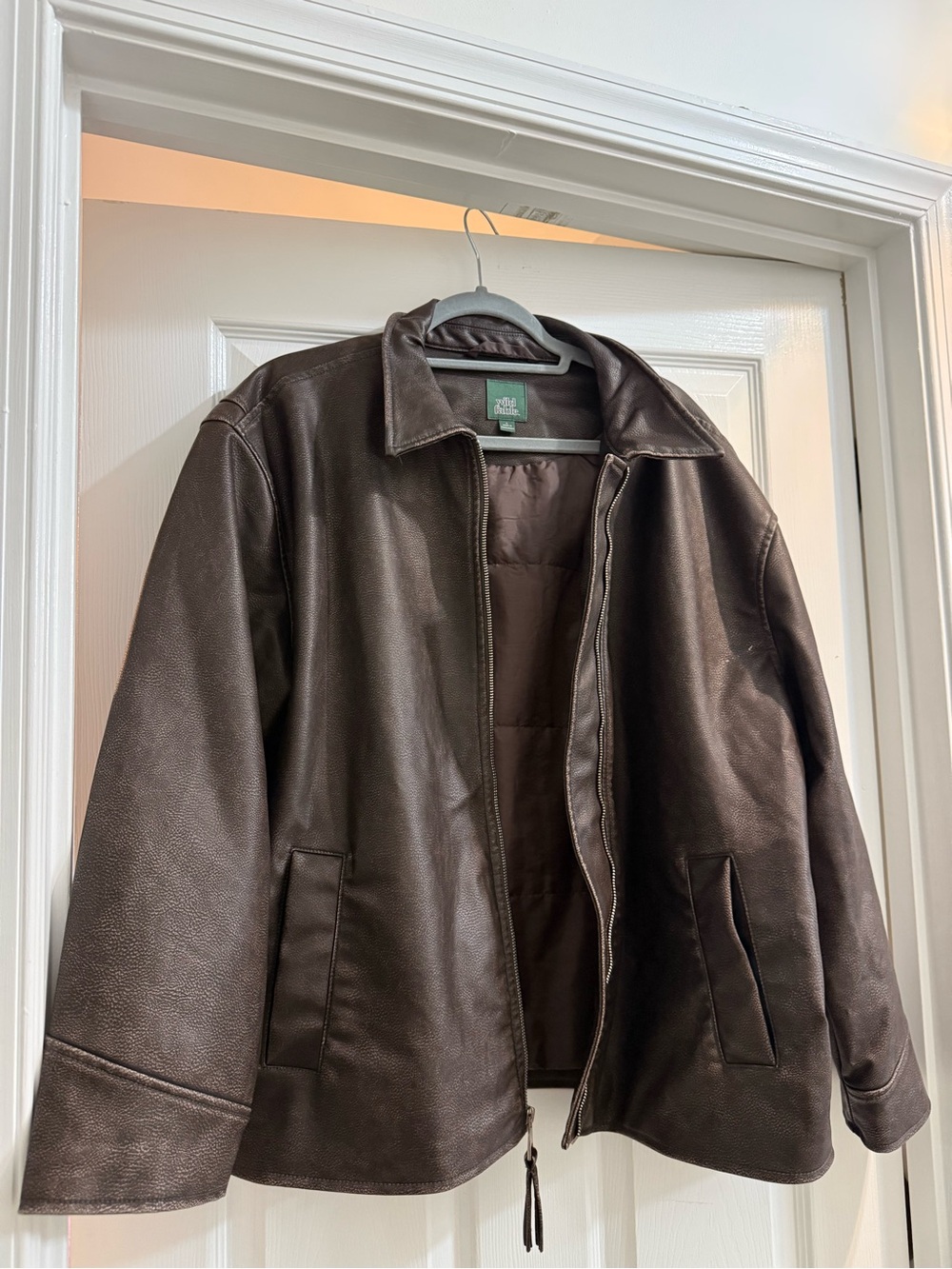 wild fable Dark Brown Leather Zip-Front Jacket
